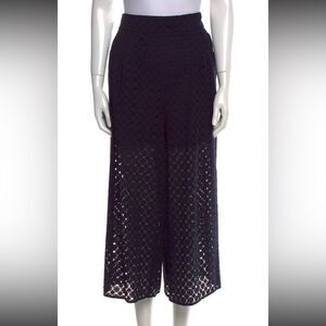 Zimmermann Black Wide-Leg Pants with Eyelet DesignUS4